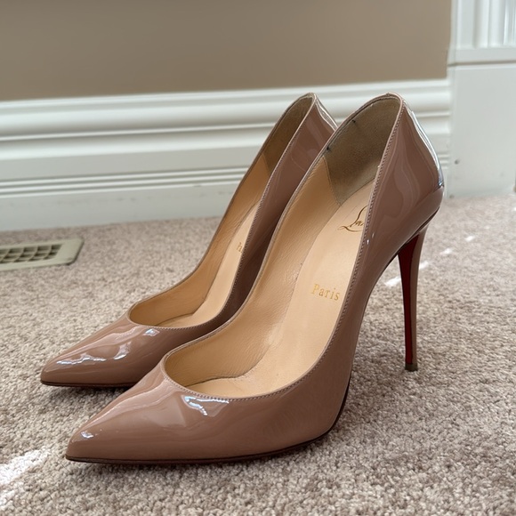 Christian Louboutin Pigalle Follies 100mm Patent Nude Heels, size 37 - Picture 6 of 13